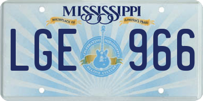MS license plate LGE966
