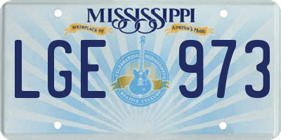 MS license plate LGE973