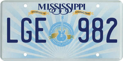 MS license plate LGE982