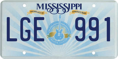 MS license plate LGE991