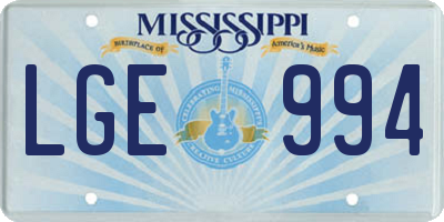 MS license plate LGE994