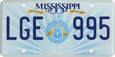 MS license plate LGE995