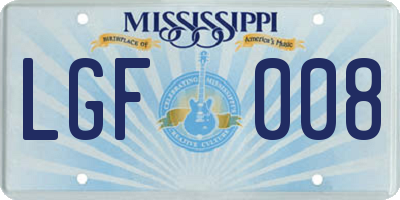 MS license plate LGF008