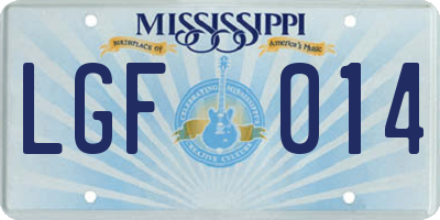 MS license plate LGF014
