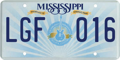 MS license plate LGF016