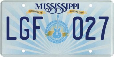MS license plate LGF027