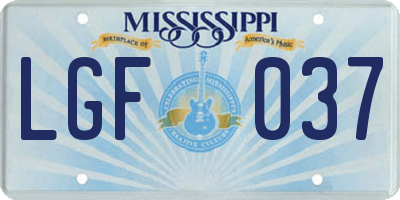 MS license plate LGF037