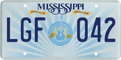 MS license plate LGF042