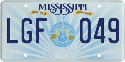 MS license plate LGF049