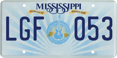 MS license plate LGF053