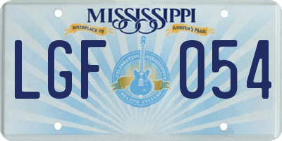 MS license plate LGF054