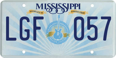 MS license plate LGF057