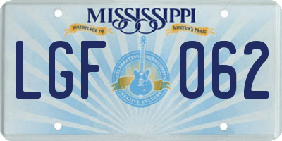 MS license plate LGF062