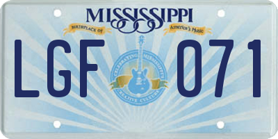 MS license plate LGF071