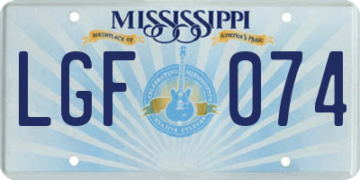 MS license plate LGF074