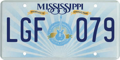 MS license plate LGF079