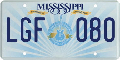 MS license plate LGF080