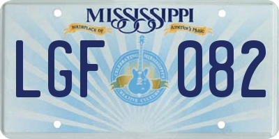 MS license plate LGF082