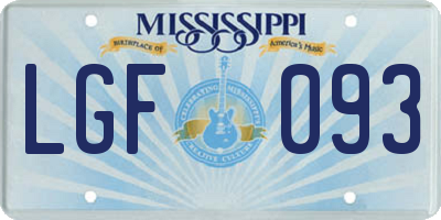 MS license plate LGF093