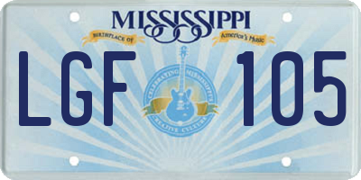 MS license plate LGF105