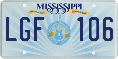 MS license plate LGF106