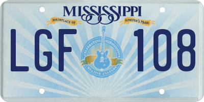 MS license plate LGF108