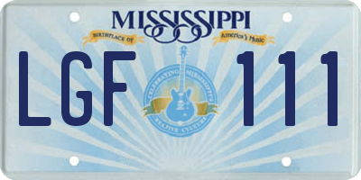 MS license plate LGF111