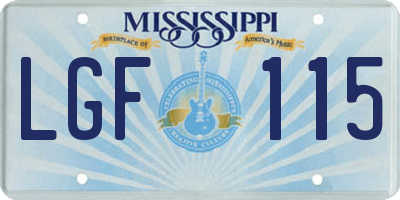 MS license plate LGF115