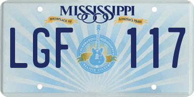 MS license plate LGF117