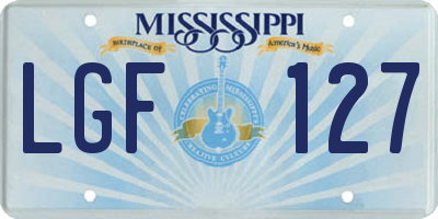 MS license plate LGF127