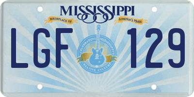 MS license plate LGF129