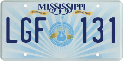 MS license plate LGF131