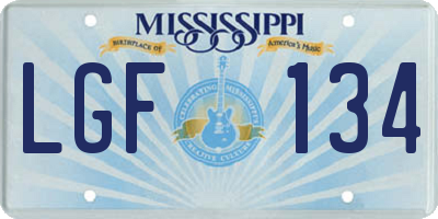 MS license plate LGF134