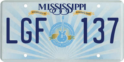MS license plate LGF137