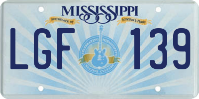 MS license plate LGF139