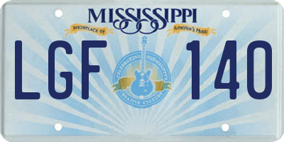 MS license plate LGF140