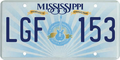 MS license plate LGF153