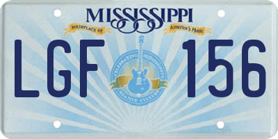 MS license plate LGF156