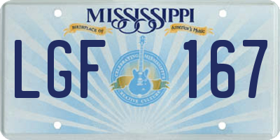 MS license plate LGF167