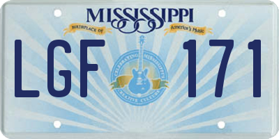 MS license plate LGF171