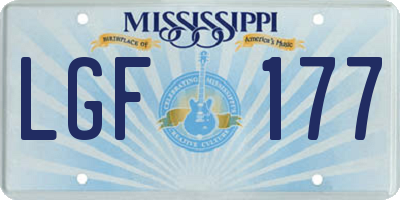 MS license plate LGF177