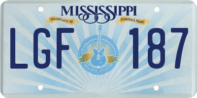 MS license plate LGF187