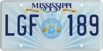 MS license plate LGF189