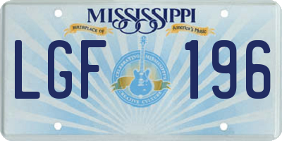 MS license plate LGF196
