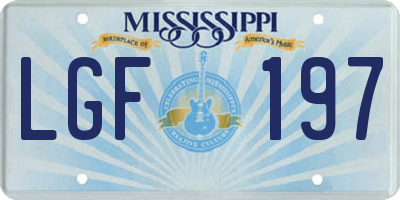 MS license plate LGF197