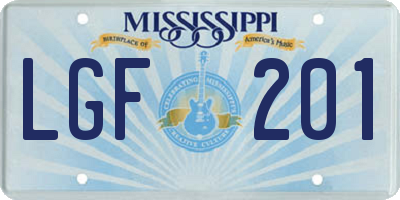 MS license plate LGF201