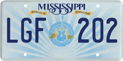 MS license plate LGF202