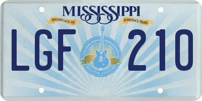MS license plate LGF210