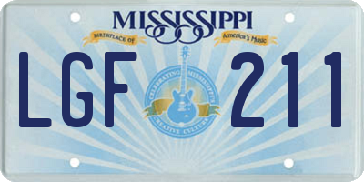 MS license plate LGF211