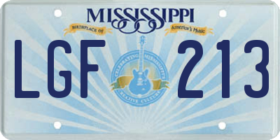 MS license plate LGF213